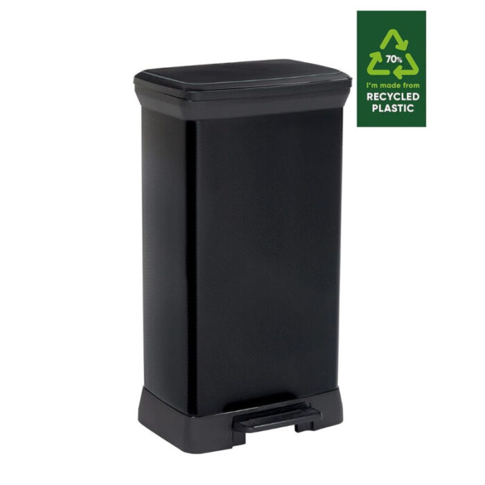 Curver50Lslimrectanglepedalbinlargewastebinofficesgplasticblack1