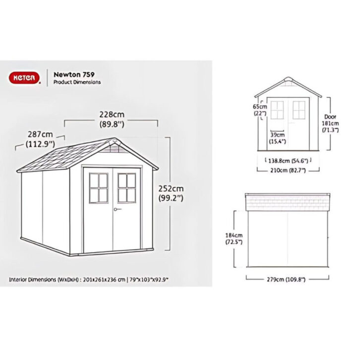 KeterNewton759ShedOutdoorWaterproofGardenShedLargeStorageSgThehomeshoppe 13