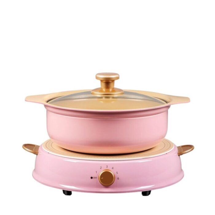 iris ohyama cookware japan ricopa party ih induction cooker ceramic hot pot set ihl r14 pink 240626045824