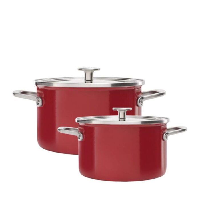 kitchenaid enamel red 24cm casserole 18cm saucepan gpka668602668480 240610045026