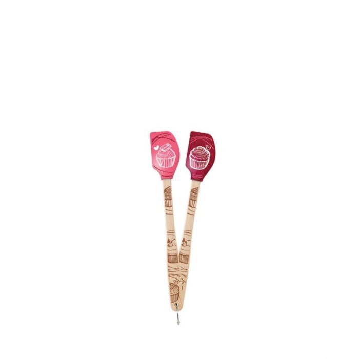 tovolo spatulart wood handled set of 2 mini cupcake spatulas 240801102908